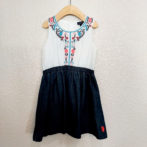 U.S. Polo Assn. Other - ⭐️5/$20 U.S. Polo Assn Embroidered Chambray Dress Size 5